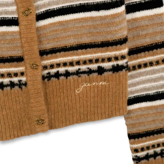  가니 스트라이프 소프트 울 가디건   K2235177 TIGERS EYE DOM - GANNI