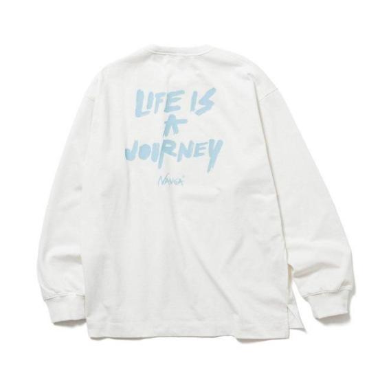  난가 긴팔 티셔츠 ECO HYBRID LIFE IS A JOURNEY L WHITE DOM - NANGA