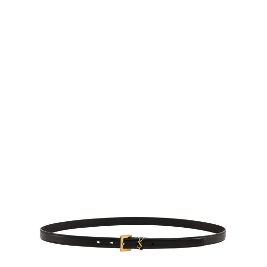 25SS 생로랑 카산드라 씬 스퀘어 버클 벨트  554465BOO0W1000 BLACK DOM - SAINT LAURENT