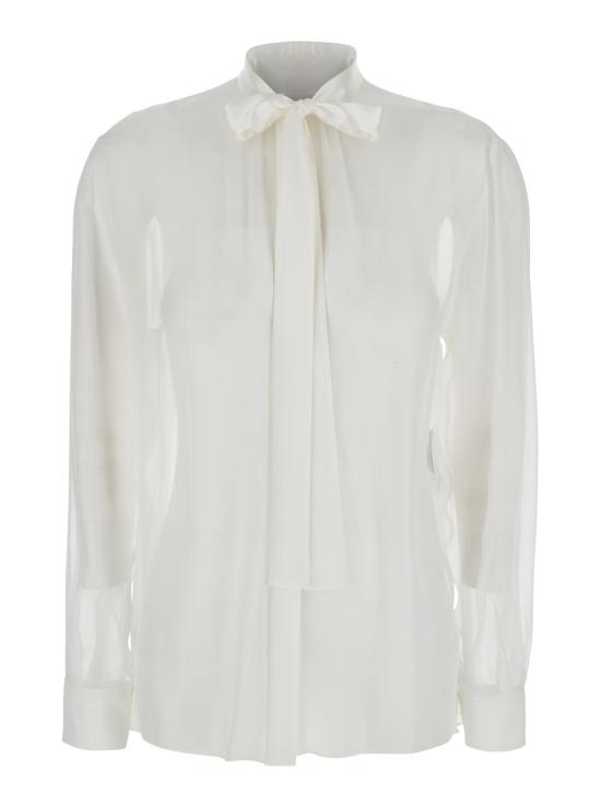 25SS 돌체앤가바나 쉬폰 보우 셔츠 F5T27TFU1ATW0800 White