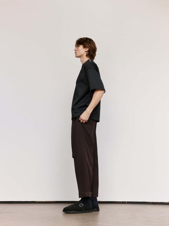 질샌더 반팔 티셔츠 질 샌더 테크니컬 샤이니 코튼 저지 집넥 티셔츠 블랙 - JIL SANDER