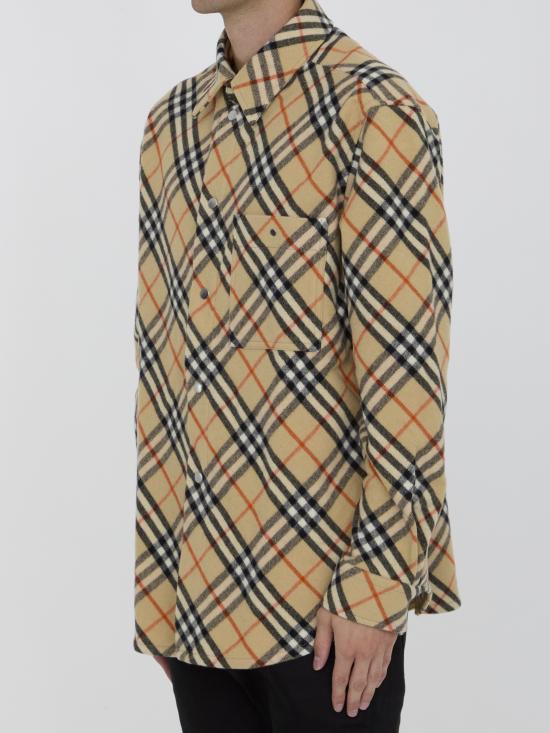  버버리 체크 울 셔츠 샌드 8091908 BEIGE - BURBERRY