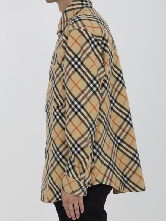 버버리 체크 울 셔츠 샌드 8091908 BEIGE - BURBERRY