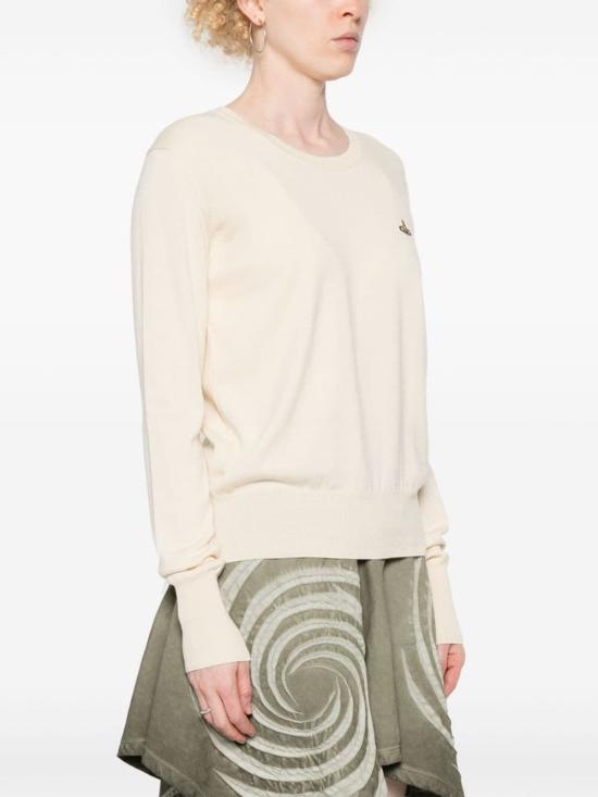  비비안웨스트우드 Bea 비아 ORB 자수 니트 스웨터 1803002SY001VA408 OFF WHITE DOM - VIVIENNE WESTWOOD