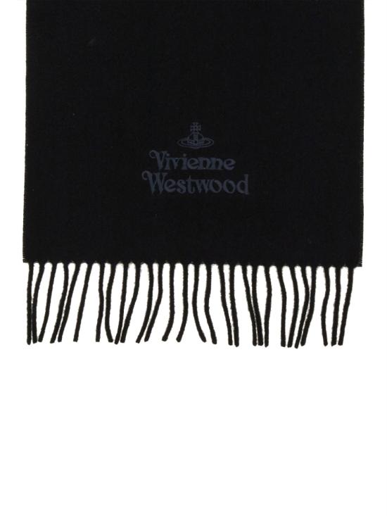 25FW 비비안웨스트우드 자수 로고 머플러 81030007W00Q7N401 BLACK DOM - VIVIENNE WESTWOOD