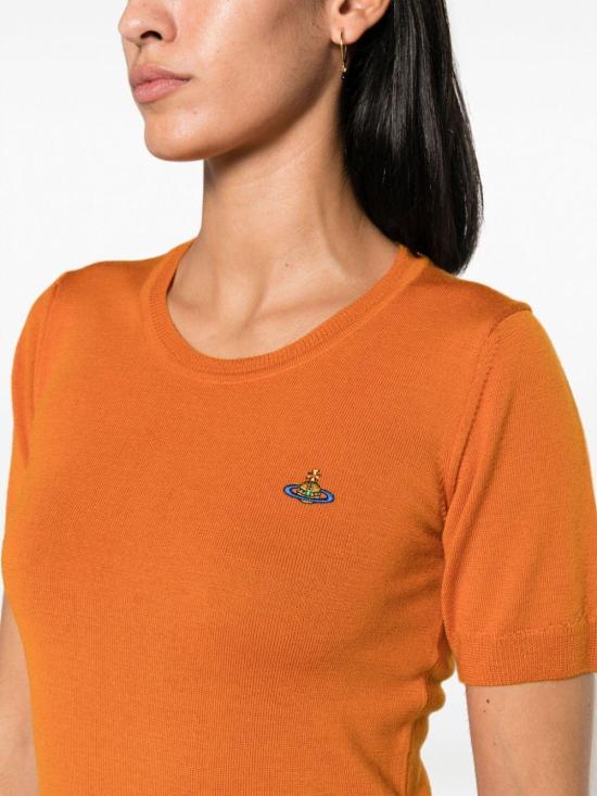  비비안웨스트우드 베아 니트 반소매 스웨터 1803002Q Y0006 F410 BURNT ORANGE DOM - VIVIENNE WESTWOOD
