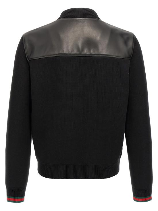 26FW 구찌 나파 레더 니트 봄버 자켓 793181XNA291060 Black - GUCCI