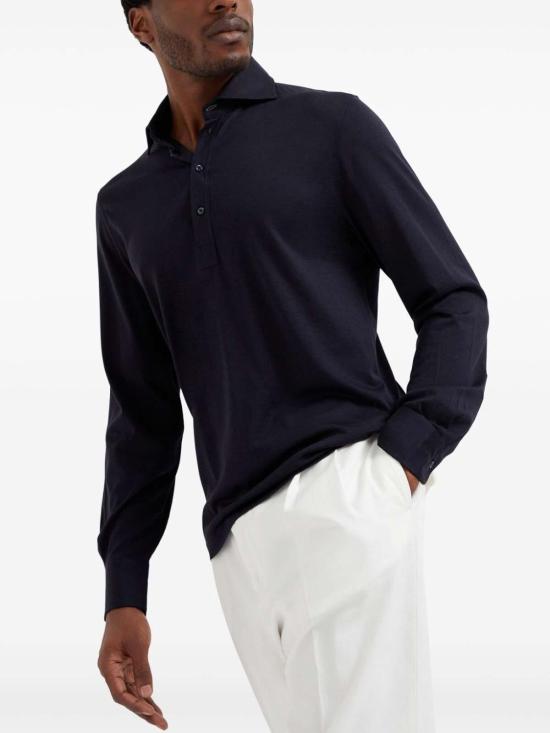 26FW 브루넬로 쿠치넬리 폴로 티셔츠 MH8363914C4425 Dark Blue - BRUNELLO CUCINELLI