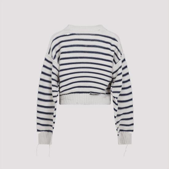 25SS MM6 메종마르지엘라 가디건 S52HP0025 M13080 962 CHALK NAVY WHITE - MM6 MAISON MARGIELA