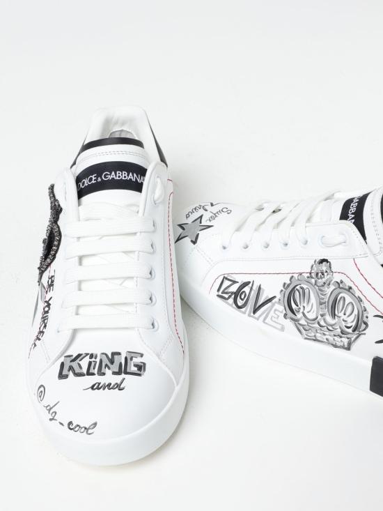26SS 돌체앤가바나 포르토피노 카프스킨 스니커즈 CS1760A9AG1 89697 White - DOLCE & GABBANA