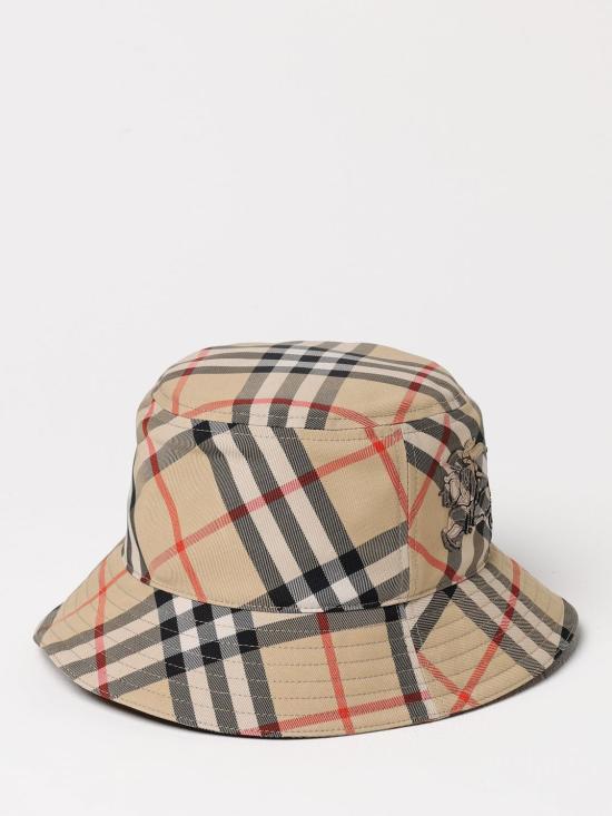26SS 버버리 EKD 체크 패턴 버킷햇 8100740 Sand