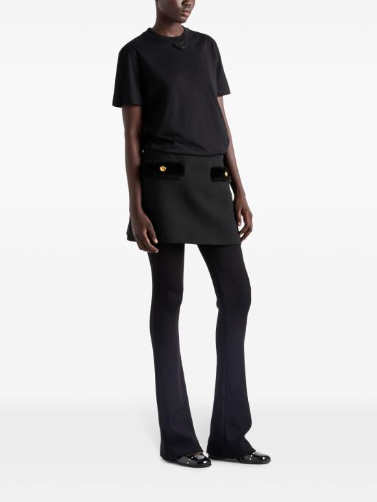  프라다 자수 트라이앵글 저지 티셔츠 35838RS16216DV F0002 NERO - PRADA