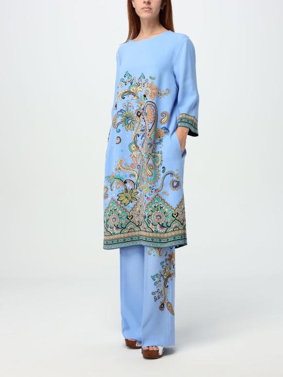 25FW 에트로 미디 원피스 WRHA0070AK782 X0885 Gnawed Blue - ETRO