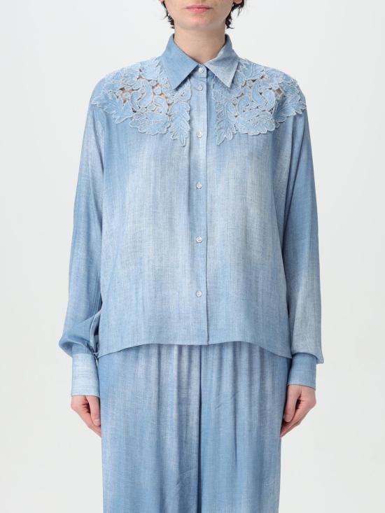 25SS 에르마노 설비노 블라우스 D462K340EMY S4217 Gnawed Blue