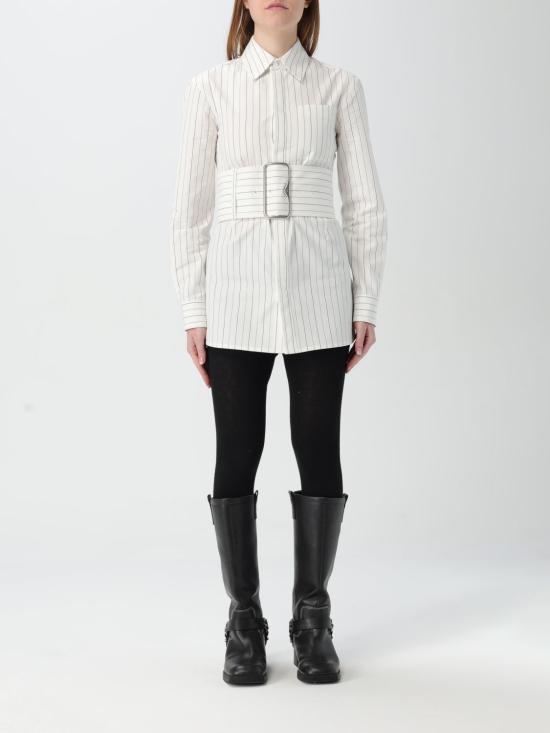 25FW 버버리 레귤러 핏 스트라이프 코튼 셔츠 스트링 콜  8103514 Beige