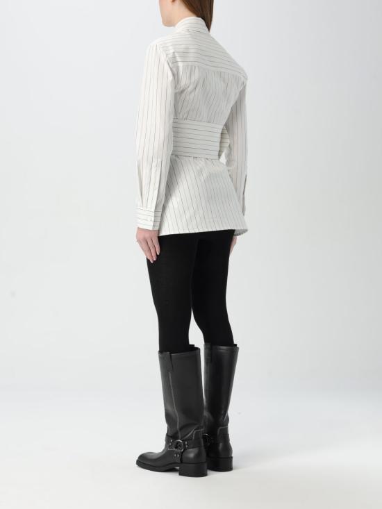 25FW 버버리 레귤러 핏 스트라이프 코튼 셔츠 스트링 콜  8103514 Beige - BURBERRY