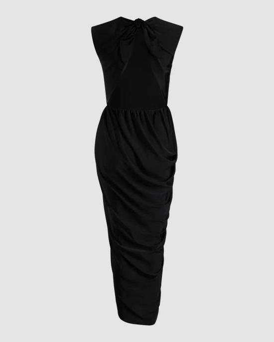  파투 롱 원피스 오픈 백 드레스 블랙 - PATOU