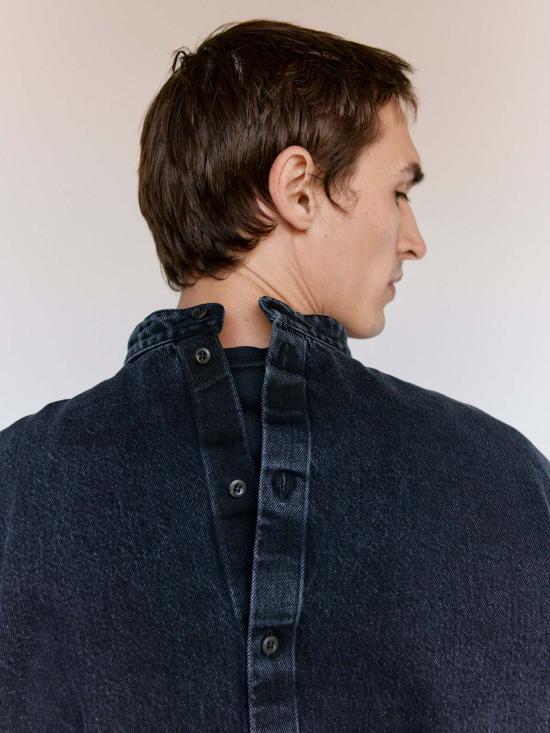  리에르 긴팔 티셔츠 라이어 워시드 데님 탑 앤트라사이트