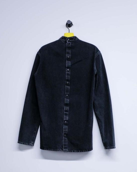  리에르 긴팔 티셔츠 라이어 워시드 데님 탑 앤트라사이트 - RIER