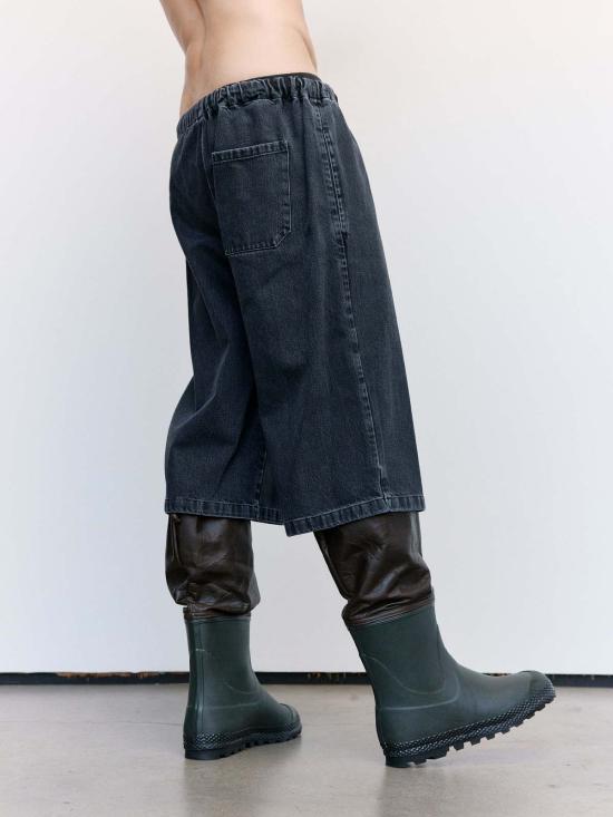  리에르 숏팬츠 워시드 데님 버뮤다 앤트라사이트