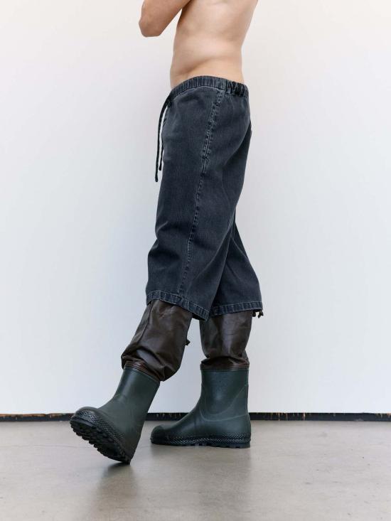  리에르 숏팬츠 워시드 데님 버뮤다 앤트라사이트 - RIER