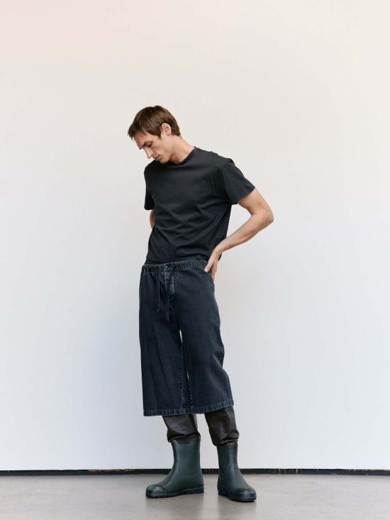  리에르 숏팬츠 워시드 데님 버뮤다 앤트라사이트 - RIER