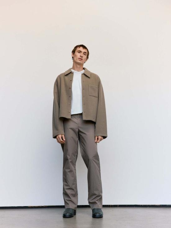  리에르 스트레이트 팬츠 왁스드 포플라인 코튼 팬츠 아질 - RIER