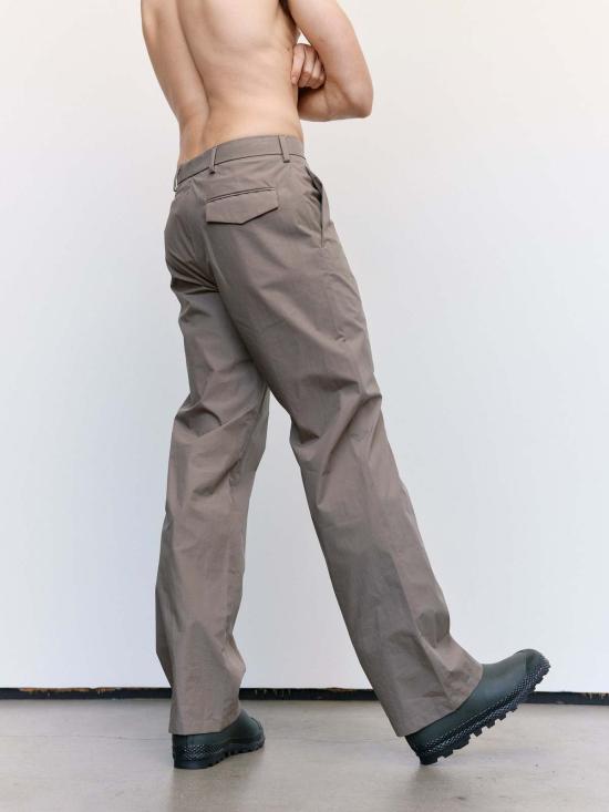  리에르 스트레이트 팬츠 왁스드 포플라인 코튼 팬츠 아질