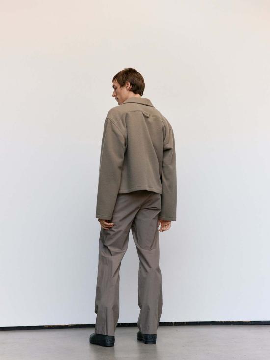  리에르 스트레이트 팬츠 왁스드 포플라인 코튼 팬츠 아질 - RIER