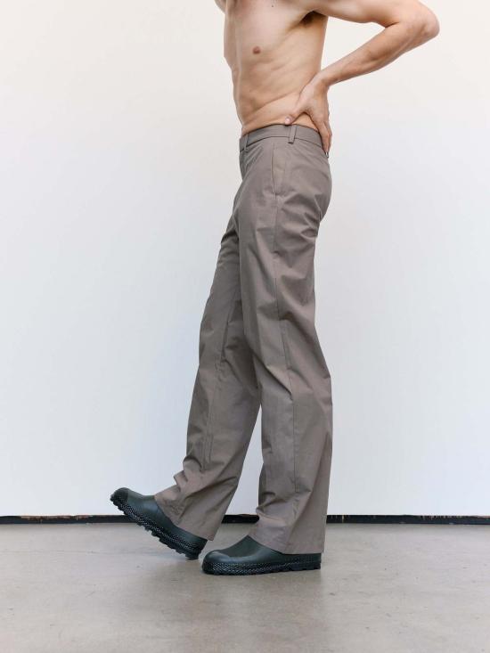  리에르 스트레이트 팬츠 왁스드 포플라인 코튼 팬츠 아질 - RIER