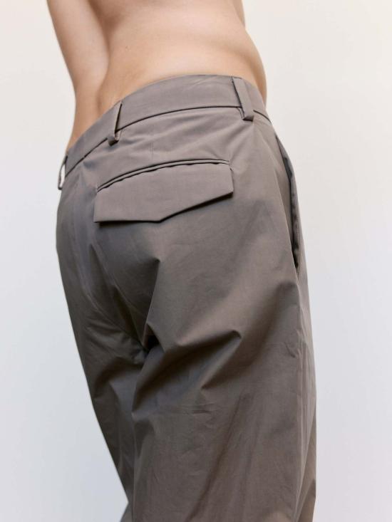  리에르 스트레이트 팬츠 왁스드 포플라인 코튼 팬츠 아질 - RIER