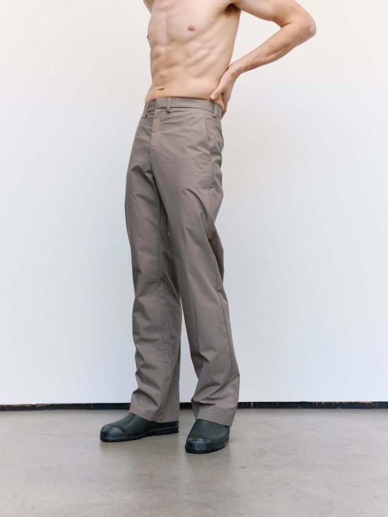  리에르 스트레이트 팬츠 왁스드 포플라인 코튼 팬츠 아질 - RIER