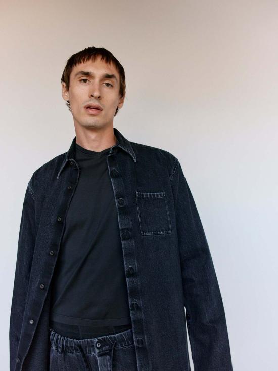  리에르 긴팔 셔츠 라이어 워시드 데님  앤트라사이트 - RIER