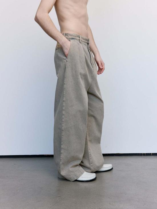  로에베 스트레이트 팬츠 데님 플리츠 팬츠 샌드 - LOEWE