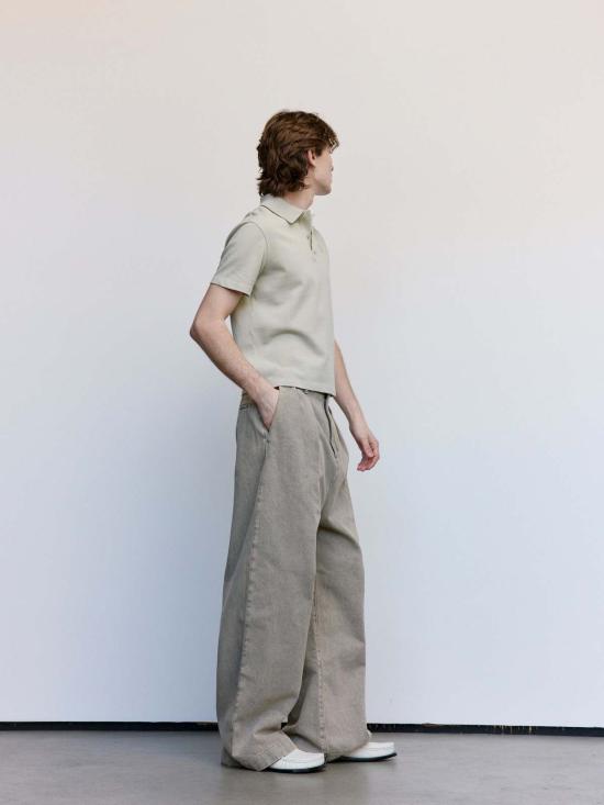  로에베 폴로 티셔츠 저지 코튼 폴로 세이지 - LOEWE