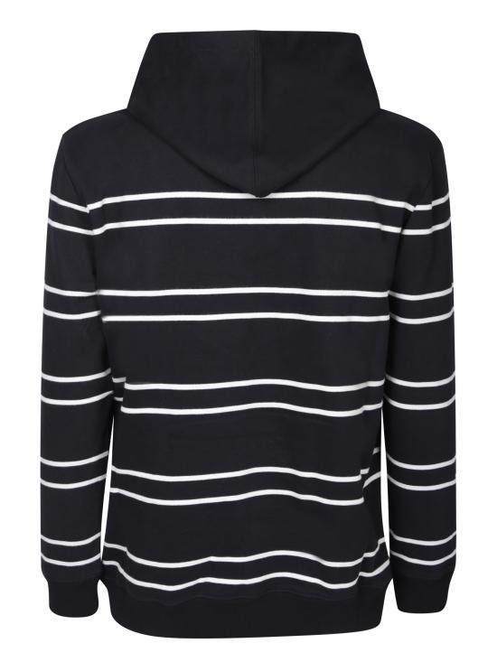  생로랑 로고 자수 스트라이프 후드 759979 Y37IZ 1095 Black - SAINT LAURENT