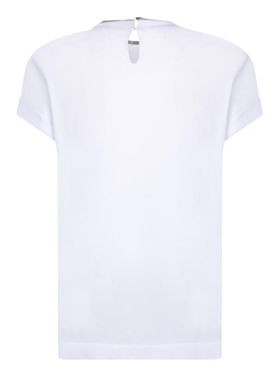 26FW 브루넬로 쿠치넬리 콘트라스트 트림 코튼 티셔츠 M0T18BD200 C159 White - BRUNELLO CUCINELLI