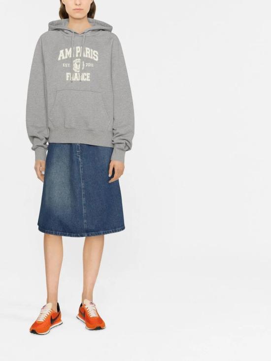  아미 후드 티셔츠 USW210747 grey - AMI