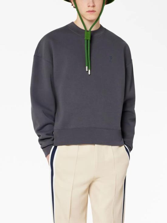  아미 긴팔 티셔츠 USW012740 dark grey - AMI