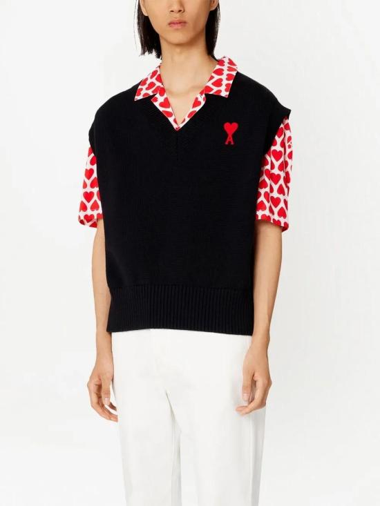  아미 니트 베스트 UKS708016 black - AMI