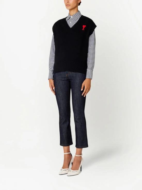  아미 니트 베스트 UKS708016 black - AMI