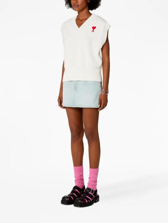  아미 니트 베스트 UKS708016 white - AMI