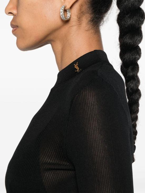 25SS 생로랑 스웨터 654478Y75AI 1000 Black - SAINT LAURENT