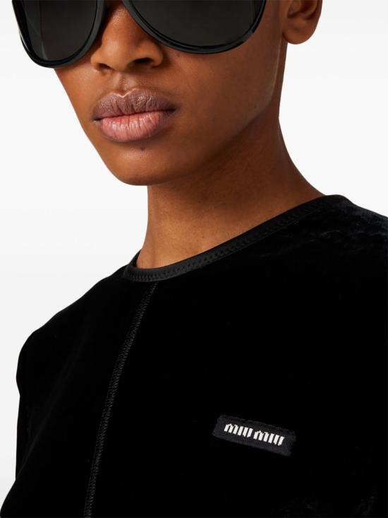  미우미우 반팔 티셔츠 MT2057SOOO10BA black - MIU MIU