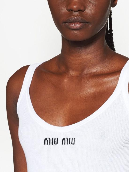  미우미우 민소매 티셔츠 MMV075S23112ZL - MIU MIU