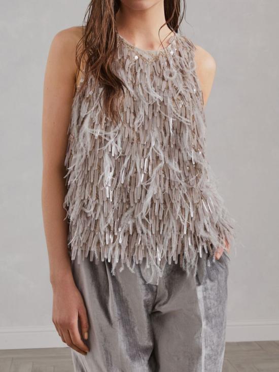  브루넬로 쿠치넬리 민소매 티셔츠 MF940VR200C9643 taupe - BRUNELLO CUCINELLI