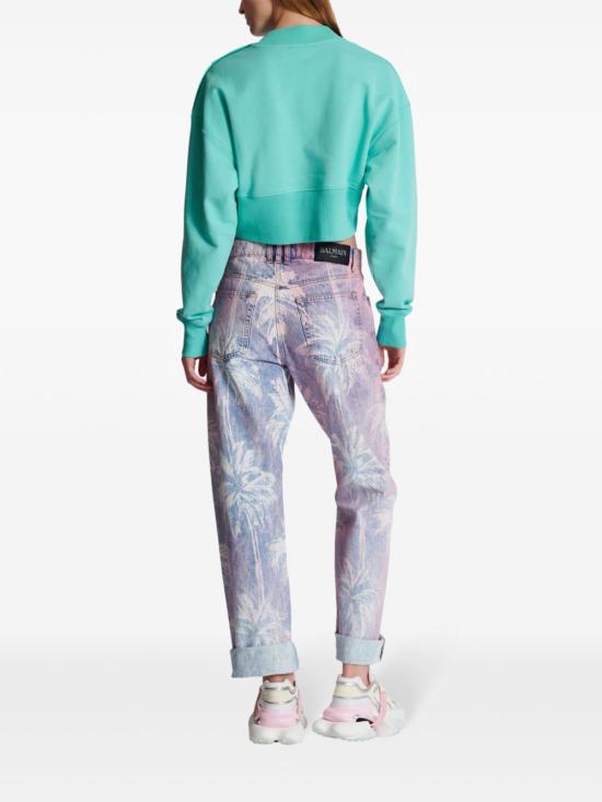  발망 긴팔 티셔츠 DF1JO040BB02 aqua - BALMAIN