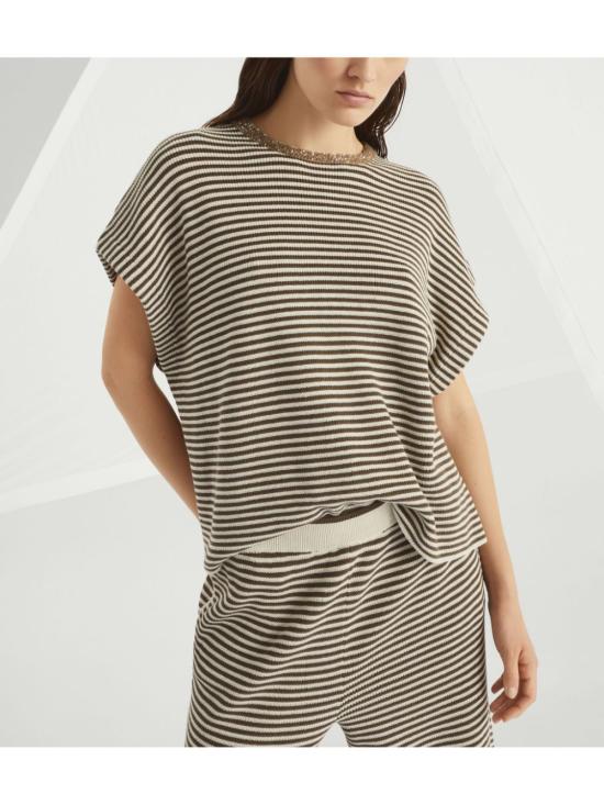  브루넬로 쿠치넬리 반팔 티셔츠 M19253620CHD54 coffee - BRUNELLO CUCINELLI