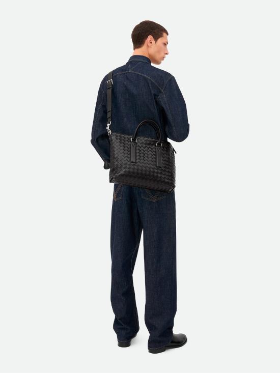 25SS 보테가베네타 인트레치아토 소프트 브리프케이스 815784 V2HL1 8803 BLACK SILVER - BOTTEGA VENETA