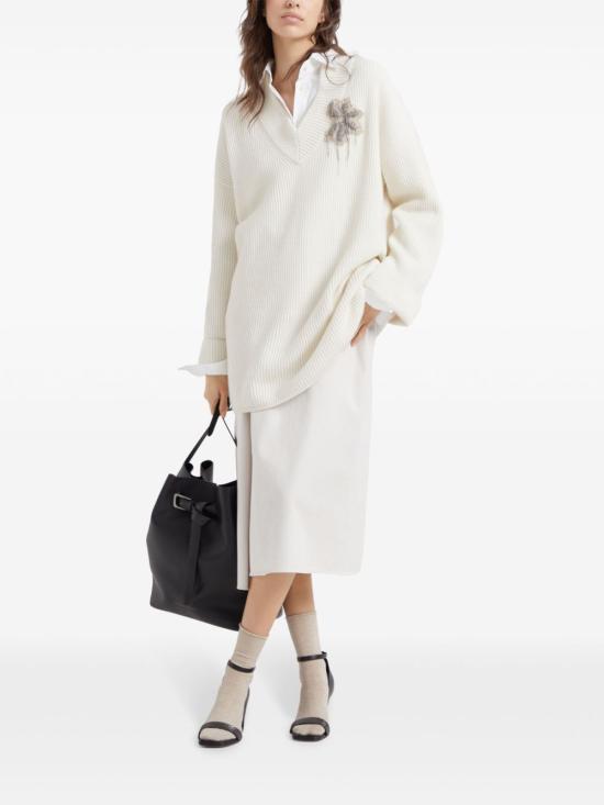  브루넬로 쿠치넬리 미디 원피스 M12709A92C2723 white - BRUNELLO CUCINELLI